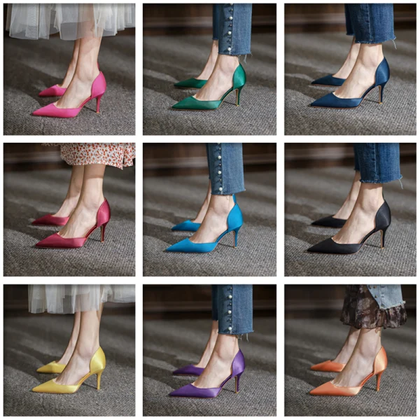Modest / Simple Multi-Colors Office OL Silk Satin Womens Shoes 2021 6 cm Stiletto Heels Pointed Toe High Heels
