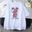 Summer Street Wear White Cartoon Loose T-Shirts 2021 Cotton Scoop Neck Short Sleeve Women's Tops