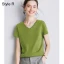 Modest / Simple Summer Casual OL White Regular T-Shirts 2021 Cotton V-Neck Short Sleeve Women's Tops T-shirt