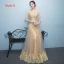 Chic / Beautiful Formal Dresses 2017 Evening Dresses  Gold A-Line / Princess Floor-Length / Long Scoop Neck Long Sleeve Sash Lace Appliques Pearl Sequins