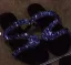 Scintillantes Abordable Bleu Roi Plage Pantoufle & Tongs 2020 Faux Diamant Peep Toes / Bout Ouvert Plate Chaussures Femmes
