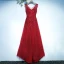 Chic / Beautiful Red Formal Dresses Evening Dresses  2017 Lace Flower V-Neck Sleeveless A-Line / Princess