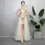 Modern / Fashion Champagne Evening Dresses  2018 A-Line / Princess Sequins Scoop Neck Strapless Sleeveless Ankle Length Formal Dresses