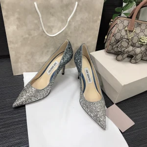 Scintillantes Argenté Soirée Paillettes Escarpins 2021 Cuir 8 Cm Talons Aiguilles À Bout Pointu Escarpins Talons Hauts