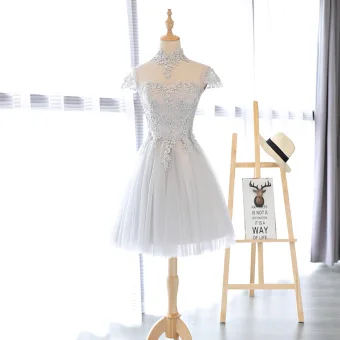Chic Beautiful Homecoming Graduation Dresses 2017 A Line Princess Appliques Sequins High Neck Crossed Straps Backless Sleeveless Short