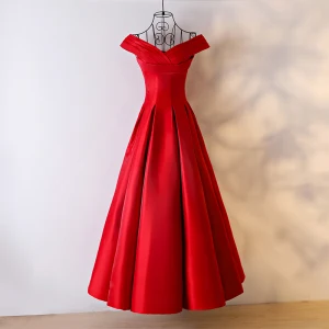 Chic Beautiful Red Evening Dresses 2017 A Line Princess V Neck Sleeveless Ankle Length Evening Party