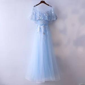 Chic Beautiful Evening Dresses 2017 A Line Princess Beading Pearl Lace Flower Scoop Neck Backless 1 2 Sleeves Ankle Length Evening Party