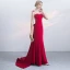 Chic / Beautiful Red Evening Dresses  2017 Trumpet / Mermaid Zipper Up Beading Bow Lace Flower Sequins Sleeveless Scoop Neck Court Train Evening Party
