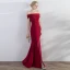 Chic / Beautiful Red Evening Dresses  2017 Trumpet / Mermaid Appliques Crossed Straps Split Front Off-The-Shoulder Sleeveless Floor-Length / Long Evening Party