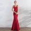 Chic / Beautiful Red Evening Dresses  2017 Trumpet / Mermaid Lace Beading Sequins V-Neck Zipper Up at Side Sleeveless Floor-Length / Long Evening Party