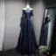 Chic / Beautiful Evening Dresses  2017 A-Line / Princess Pearl Beading Off-The-Shoulder 1/2 Sleeves Backless Crossed Straps Floor-Length / Long Evening Party
