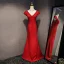 Chic / Beautiful Evening Dresses  2017 Trumpet / Mermaid Crystal V-Neck Backless Zipper Up Short Sleeve Floor-Length / Long Evening Party