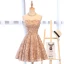 Herlig Champagne Homecoming Graduation Kjoler 2017 Prinsesse Blonder Rhinestone Appliques Kjæreste Kryssede Stropper Uten Ermer Korte