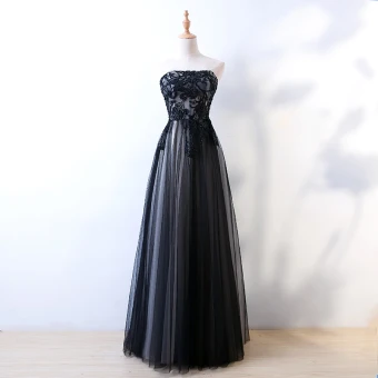 Chic Beautiful Evening Dresses 2017 A Line Princess Sequins Lace Flower Beading Strapless Backless Sleeveless Floor Length Long Prom