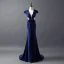 Amazing / Unique Evening Dresses  2017 Trumpet / Mermaid Backless Bow Strapless Lace Up V-Neck Short Sleeve Court Train Evening Party