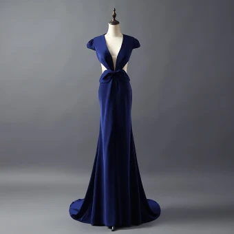 Amazing Unique Evening Dresses 2017 Trumpet Mermaid Backless Bow Strapless Lace Up V Neck Short Sleeve Court Train Evening Party