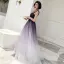 Chic / Belle Grape Dégradé De Couleur Robe De Bal 2018 Princesse Encolure Carrée Sans Manches Dos Nu Longue Robe De Ceremonie