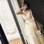 Lovely Champagne Prom Dresses 2018 A-Line / Princess Cascading Ruffles Spaghetti Straps Sleeveless Backless Floor-Length / Long Formal Dresses