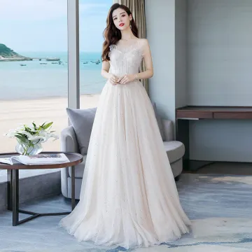 Élégant Champagne Robe De Mariée 2018 Princesse Perlage En Dentelle Fleur Paillettes Bretelles Spaghetti Dos Nu Sans Manches Longue Mariage