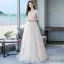 Élégant Champagne Robe De Mariée 2018 Princesse Perlage En Dentelle Fleur Paillettes Bretelles Spaghetti Dos Nu Sans Manches Longue Mariage