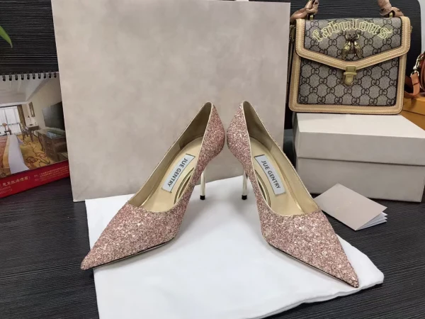 Scintillantes Vert Soirée Paillettes Escarpins 2021 Cuir 8 cm Talons Aiguilles Talons Hauts À Bout Pointu Escarpins