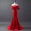Luxury / Gorgeous Evening Dresses  2017 Trumpet / Mermaid Crystal Lace Flower Sequins Scoop Neck Short Sleeve Sweep Train Evening Party