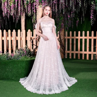 Uroczy Szampan Suknie Ślubne 2018 Princessa Frezowanie Z Koronki Perła Przy Ramieniu Bez Rękawów Bez Pleców Trenem Sweep Ślub