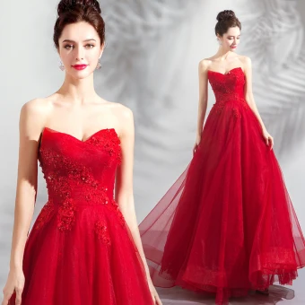 Charmant Rouge Robe De Bal 2018 Princesse Perlage Cristal Paillettes En Dentelle Fleur Bustier Dos Nu Sans Manches Longue Robe De Ceremonie