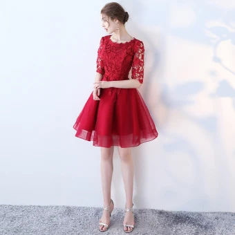 Chic Belle De Retour Robe De Graduation 2017 Princesse En Dentelle Fleur Encolure Dégagée 1 2 Manches Courte Robe De Ceremonie