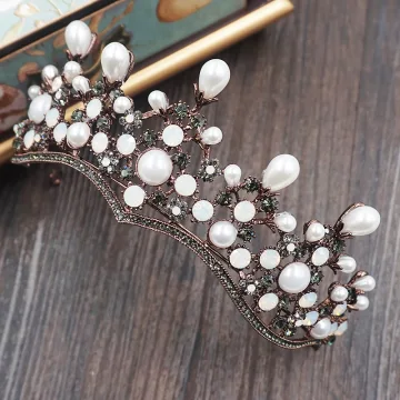 Vintage Biżuteria Ślubna 2017 Ślub Metal Akcesoria Rhinestone Tiara Kość Słoniowa Perła