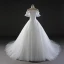 Chic / Belle Robe De Mariée 2017 Robe Boule En Dentelle Fleur Paillettes De l'épaule Dos Nu Manches Courtes Royal Train