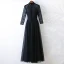 Chic / Beautiful Black Evening Dresses  2017 A-Line / Princess Lace Beading Crystal High Neck Long Sleeve Ankle Length Formal Dresses
