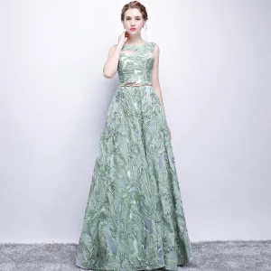Chic Belle Robe De Soirée 2017 Princesse Métal Ceinture Encolure Dégagée Longue Robe De Ceremonie