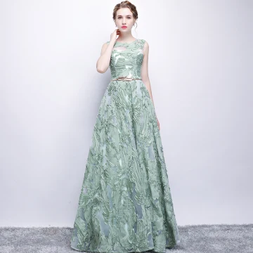 Chic Belle Robe De Soirée 2017 Princesse Métal Ceinture Encolure Dégagée Longue Robe De Ceremonie