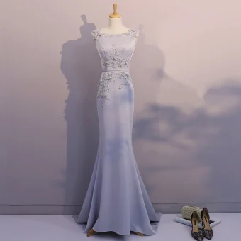 Chic Belle Robe De Soirée 2017 Trompette Sirène En Dentelle Fleur Perlage Paillettes Encolure Dégagée Sans Manches Train De Balayage Robe De Ceremonie
