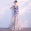 Chic / Beautiful Evening Dresses  2017 Trumpet / Mermaid Lace Sequins Backless V-Neck Sleeveless Floor-Length / Long Formal Dresses