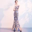 Charmant Bleu Roi Champagne Robe De Soirée 2018 Trompette / Sirène Paillettes V-Cou Dos Nu Sans Manches Longue Robe De Ceremonie