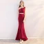 Chic / Belle Bordeaux Robe De Soirée 2018 Trompette / Sirène En Dentelle Appliques Cristal Faux Diamant Encolure Dégagée Train De Balayage Sans Manches Robe De Ceremonie