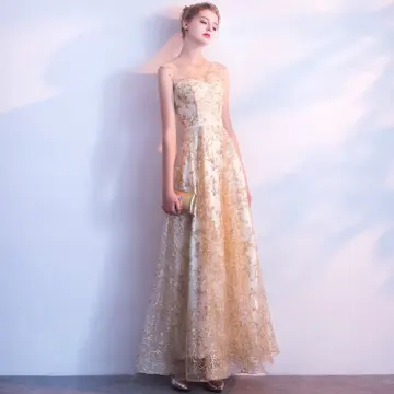 Chic Beautiful Champagne Evening Dresses 2017 A Line Princess Lace Flower Sash Sequins Scoop Neck Sleeveless Ankle Length Formal Dresses