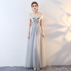 Hermoso Vestidos De Noche 2017 A Line Princess Con Encaje Flor Lentejuelas Fuera Del Hombro Sin Espalda Sin Mangas La Altura Del Tobillo Vestidos Formales