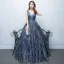 Elegante Sternenklarer Himmel Abendkleider 2017 Ballkleid Pailletten Rückenfreies V-Ausschnitt Ärmellos Lange Festliche Kleider