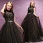 Luxury / Gorgeous Black Gold Prom Dresses 2017 Ball Gown Lace Beading Crystal Rhinestone High Neck Backless Sleeveless Floor-Length / Long Formal Dresses