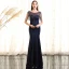 Chic / Beautiful Navy Blue Evening Dresses  2017 Trumpet / Mermaid Crystal Scoop Neck Sleeveless Ankle Length Formal Dresses
