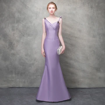 Eleganckie Lawenda Sukienki Wieczorowe 2017 Syrena Rozkloszowane Kokarda Kryształ Rhinestone Spaghetti Pasy Bez Pleców Bez Rękawów Długość Kostki Sukienki Wizytowe