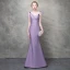 Elegant Lavender Evening Dresses  2017 Trumpet / Mermaid Bow Crystal Rhinestone Spaghetti Straps Backless Sleeveless Ankle Length Formal Dresses