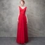 Chic / Belle Rouge Robe De Soirée 2017 Princesse Cristal En Dentelle Fleur Perlage Paillettes V-Cou Dos Nu Longueur Cheville Robe De Ceremonie