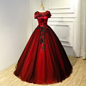 Chic Belle Robe De Bal 2017 Robe Boule Appliques Encolure Dégagée Dos Nu Manches Courtes Longue Robe De Ceremonie