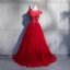 Chic / Beautiful Burgundy Evening Dresses  2018 A-Line / Princess Appliques Lace Flower Beading Crystal Sequins Scoop Neck Backless Cap Sleeves Floor-Length / Long Formal Dresses