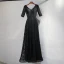 Chic / Belle Noire Robe De Soirée 2017 Princesse Dentelle V-Cou Dos Nu 1/2 Manches Longueur Cheville Robe De Ceremonie