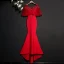 Chic / Beautiful Burgundy Evening Dresses  2017 Trumpet / Mermaid Lace Beading Scoop Neck Backless Sweep Train Formal Dresses